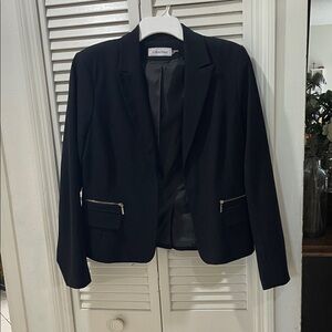 Calvin Klein Black Women's Zip-Pocket Tailored Blazer